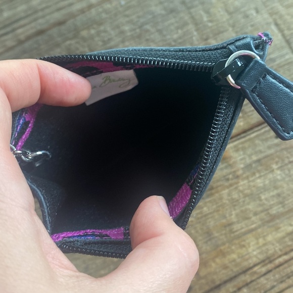 Vera Bradley purple & black cheetah print mini card holder wallet key chain - Picture 7 of 7